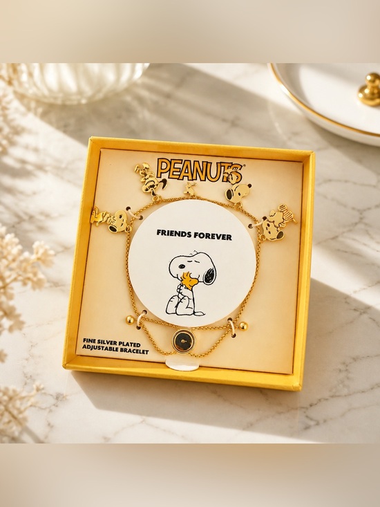 Peanuts Jewelry - Peanuts Snoopy & Friends Gold-Tone Adjustable Charm Bracelet